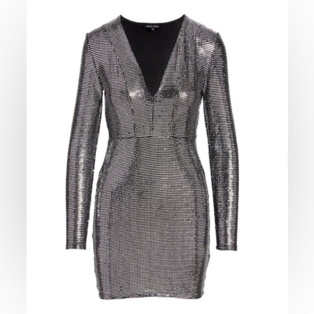 Max + Ash Black and Silver Sequin Bodycon Dress